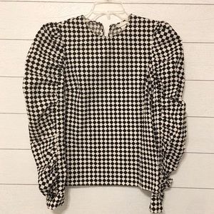 H&M black and cream diamond print top